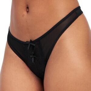 Frederick's of Hollywood Kandy Lee Black Mesh Open Crotch Thong Size 1X NWT